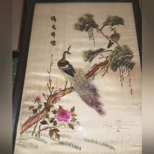 Old Chinese embroidery peacock picture